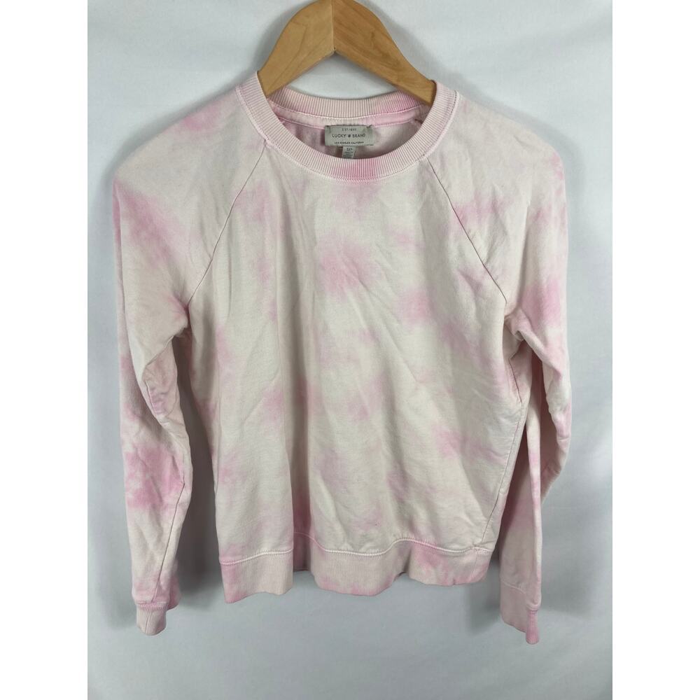Lucky Brand Pink White Tie Dye Sweatshirt Size Small